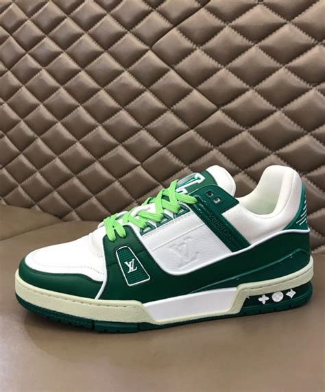 lv trainer sneaker green white|LV Trainer sneaker price.